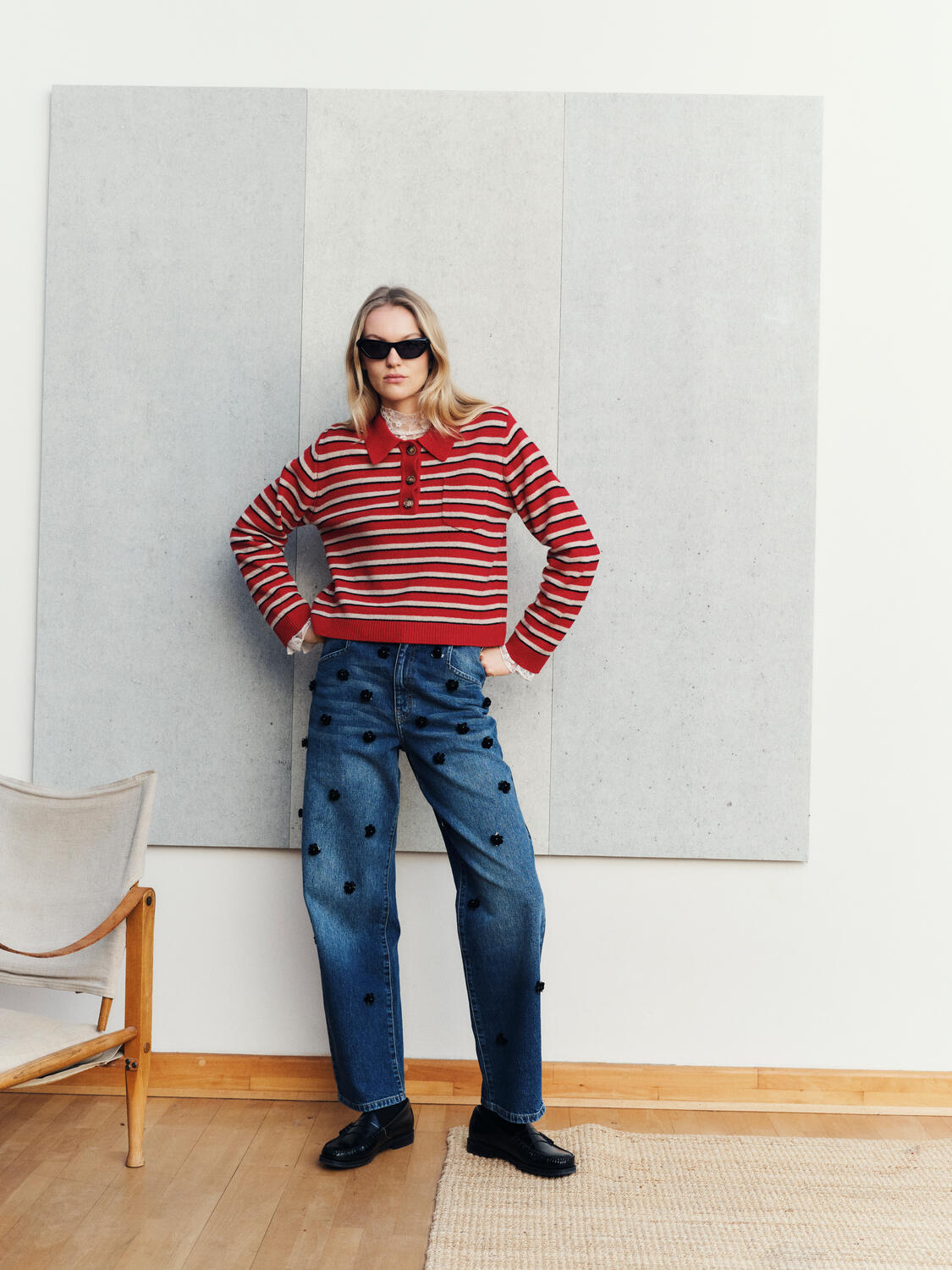 Cori polotrøje - Crimson Red Stripe